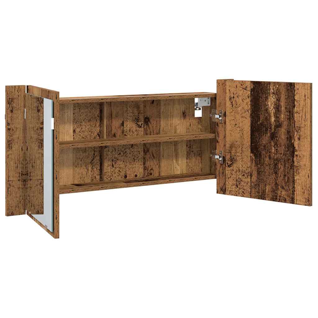 Armadio Specchio LED Legno vecchio 100 x 12 x 45 cm | homemem39