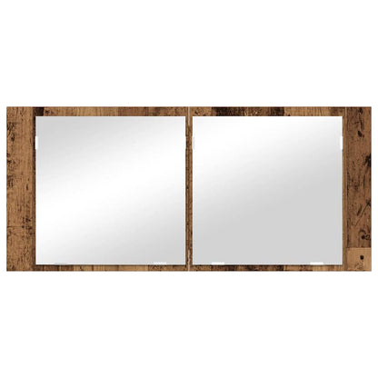 Armadio Specchio LED Legno vecchio 100 x 12 x 45 cm | homemem39