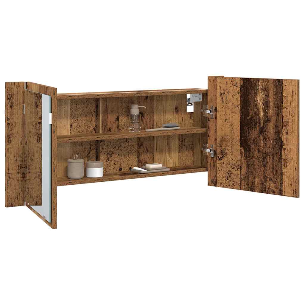 Armadio Specchio LED Legno vecchio 100 x 12 x 45 cm | homemem39