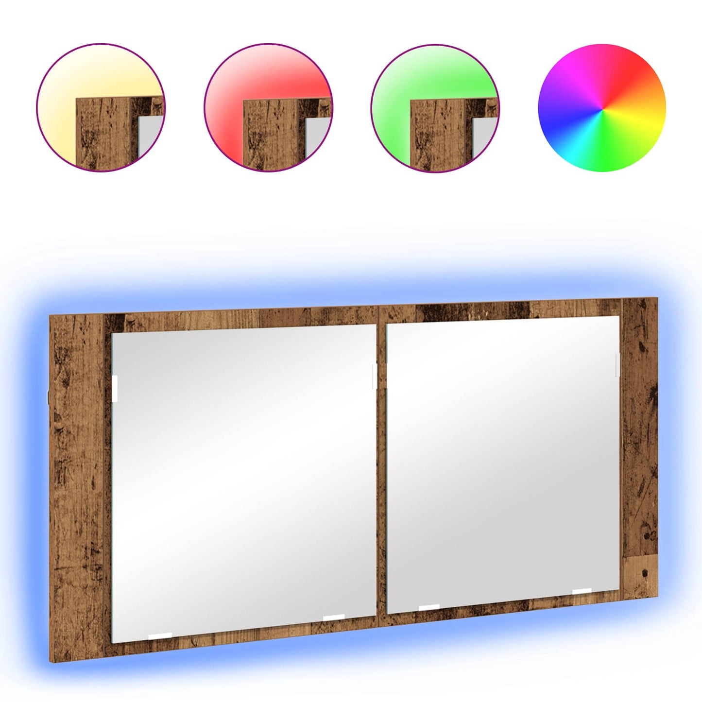 Armadio Specchio LED Legno vecchio 100 x 12 x 45 cm | homemem39