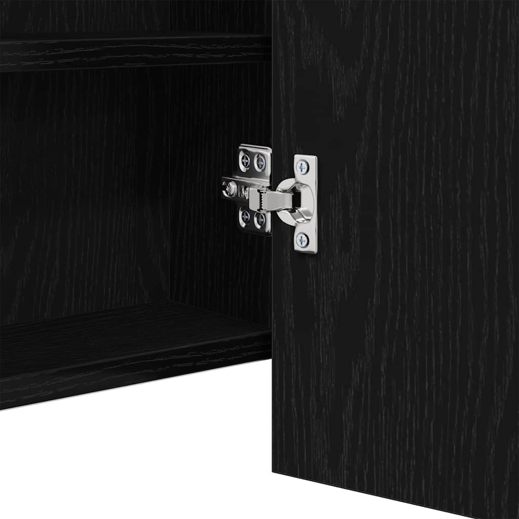 Armadio Specchio LED Rovere Nero 100 x 12 x 45 cm | homemem39