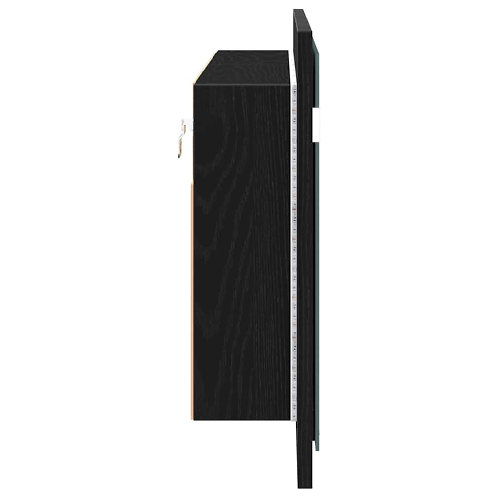 Armadio Specchio LED Rovere Nero 100 x 12 x 45 cm | homemem39