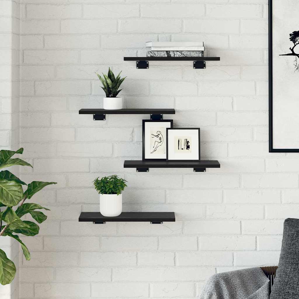 Scaffale 4 pcs Nero 40 x 20 x 1,5 cm Legno multistrato