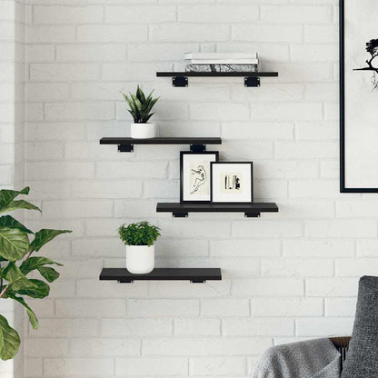 Scaffale 4 pcs Nero 40 x 20 x 1,5 cm Legno multistrato