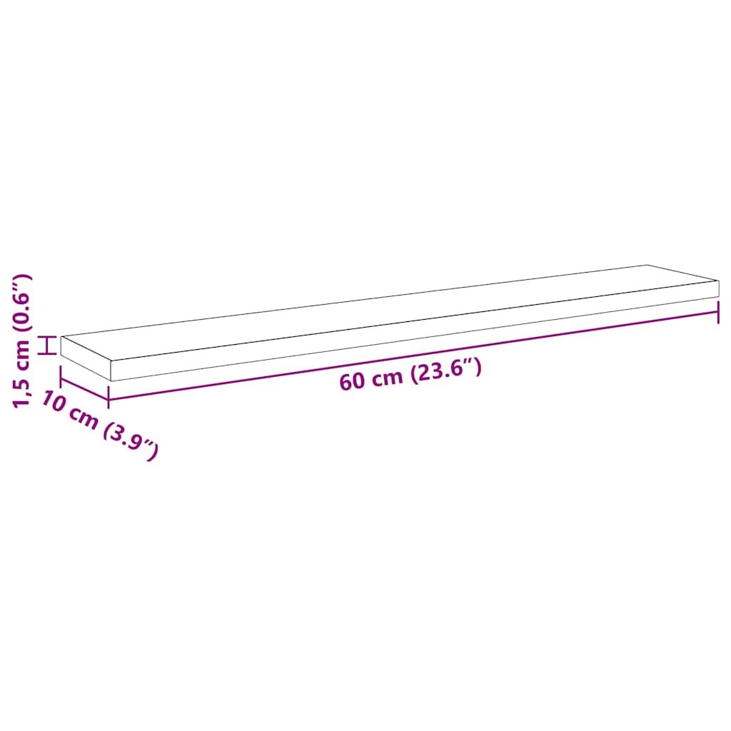 Scaffale 4 pcs Nero 60 x 10 x 1,5 cm Legno multistrato