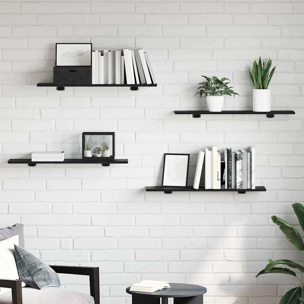 Scaffale 4 pcs Nero 80 x 20 x 1,5 cm Legno multistrato | homemem39