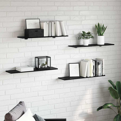 Scaffale 4 pcs Nero 80 x 20 x 1,5 cm Legno multistrato | homemem39