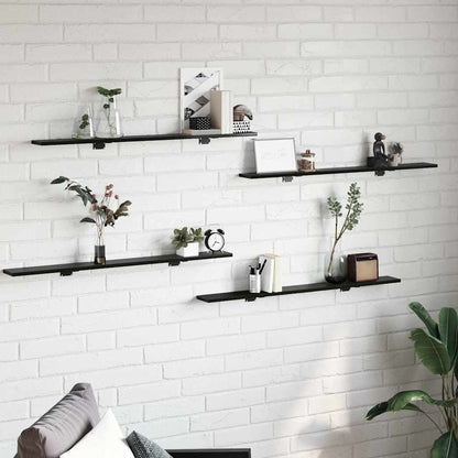 Scaffale 4 pcs Nero 100 x 10 x 1,5 cm Legno multistrato | homemem39