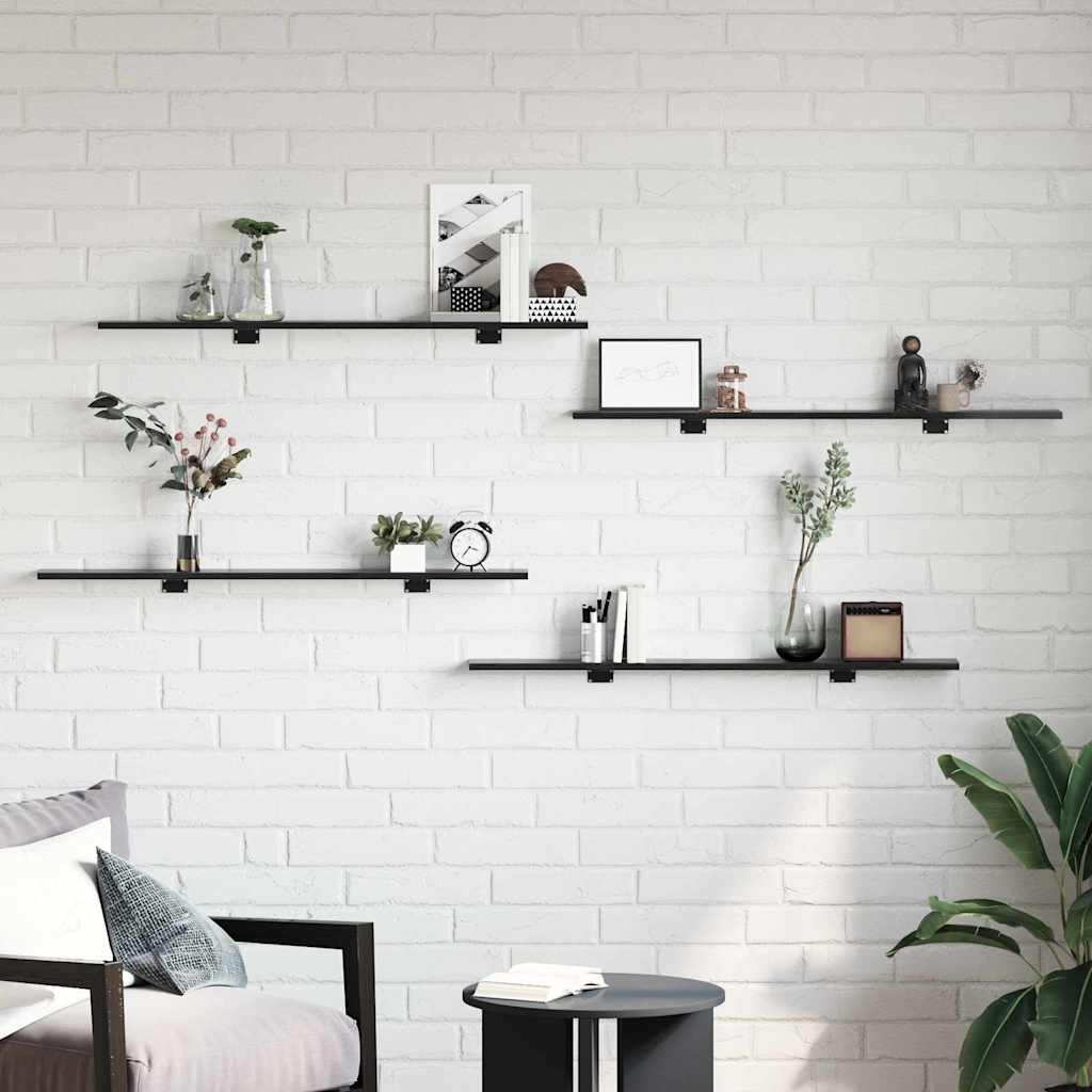 Scaffale 4 pcs Nero 100 x 10 x 1,5 cm Legno multistrato | homemem39
