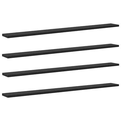 Scaffale 4 pcs Nero 100 x 10 x 1,5 cm Legno multistrato | homemem39