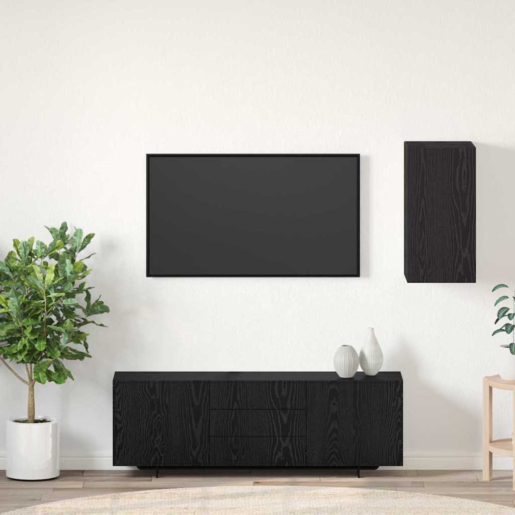 Mobile TV da Parete Rovere Nero 30,5 x 30 x 60 cm