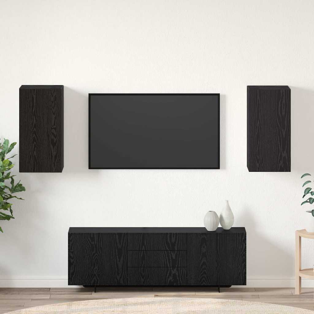 Mobile TV da Parete 2 pcs Rovere Nero 30,5 x 30 x 60 cm