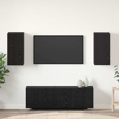 Mobile TV da Parete 2 pcs Rovere Nero 30,5 x 30 x 60 cm