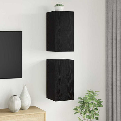 Mobile TV da Parete 2 pcs Rovere Nero 30,5 x 30 x 60 cm
