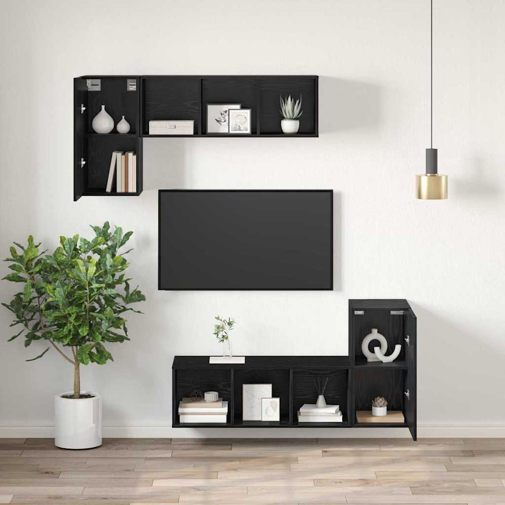 Mobile TV da Parete 2 pcs Rovere Nero 30,5 x 30 x 60 cm