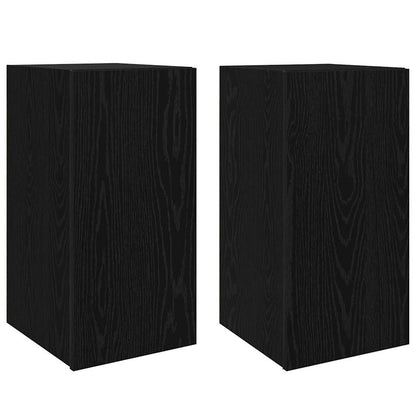 Mobile TV da Parete 2 pcs Rovere Nero 30,5 x 30 x 60 cm