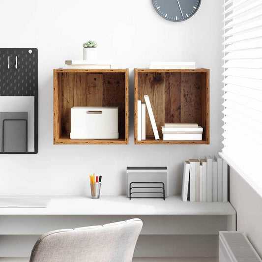 Armadietto a muro 2 pcs Legno vecchio 37 x 37 x 37 cm | homemem39