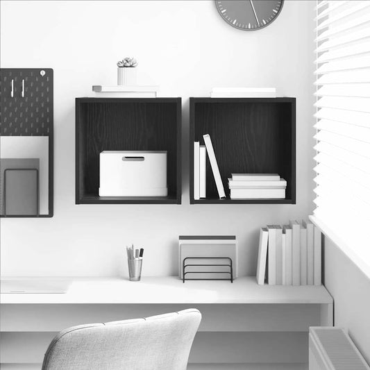 Armadietto a muro 2 pcs Rovere Nero 37 x 37 x 37 cm | homemem39
