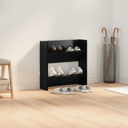 Mobile per scarpe Rovere Nero 60 x 18 x 60 cm Legno multistrato