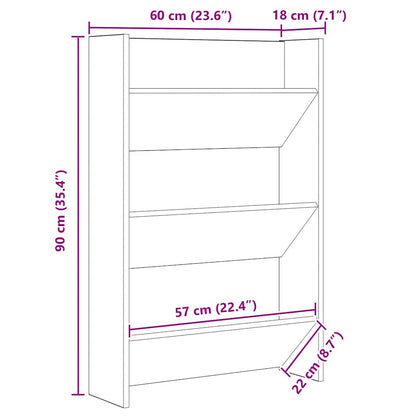 Mobile per scarpe con lo scaffale Legno vecchio 60 x 18 x 90 cm