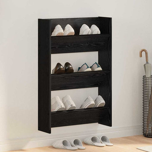 Mobile per scarpe Rovere Nero 60 x 18 x 90 cm Legno multistrato