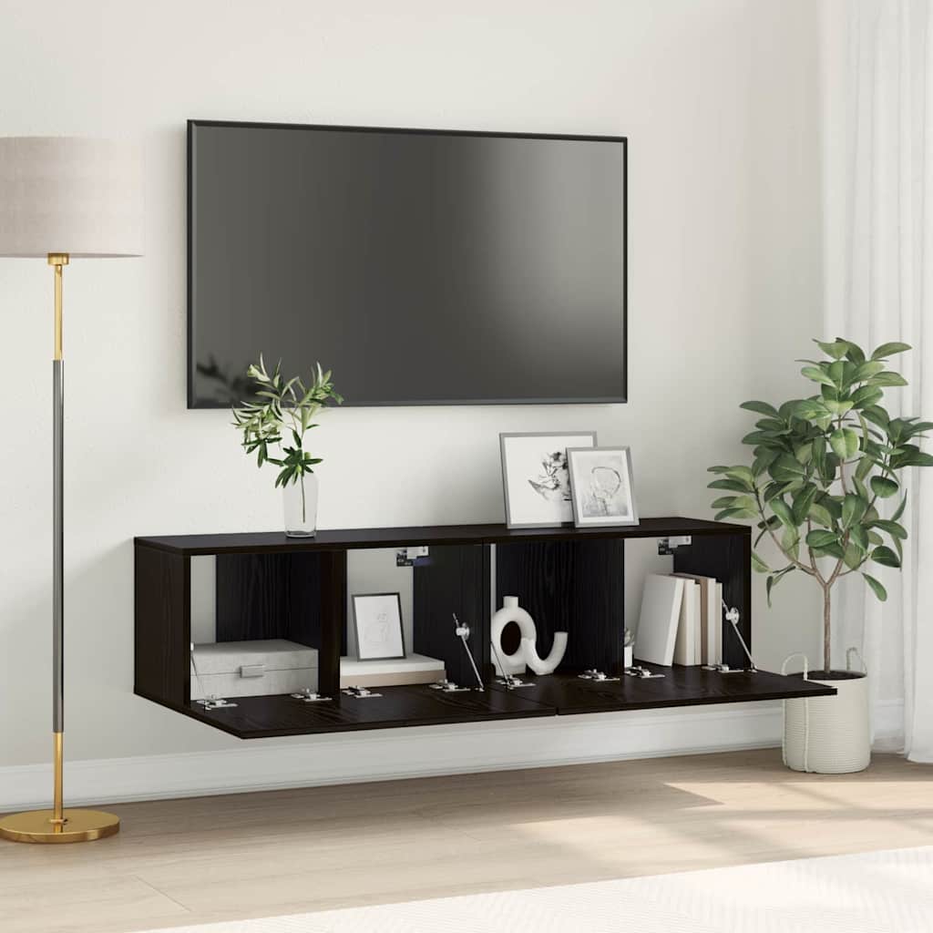 Set mobile TV 2 pcs Nero 60 x 30 x 30 cm Legno multistrato