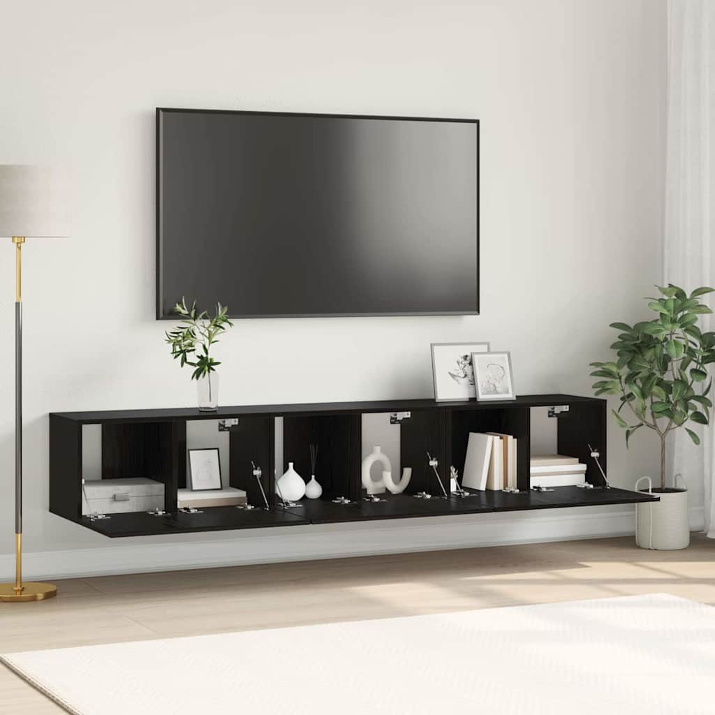 Set mobile TV 3 pcs Nero 60 x 30 x 30 cm Legno multistrato