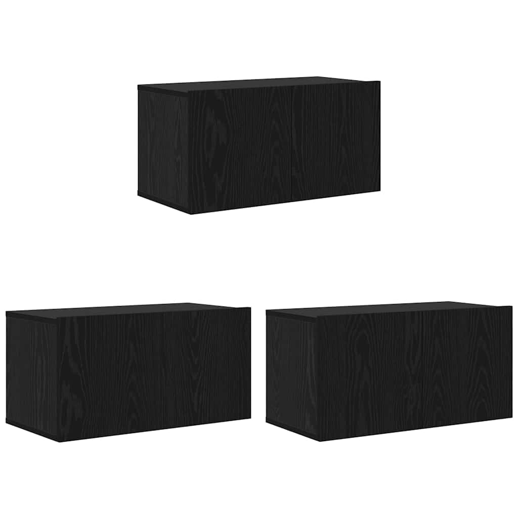 Set mobile TV 3 pcs Nero 60 x 30 x 30 cm Legno multistrato