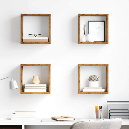 Scaffali da parete 4 pcs Legno vecchio Legno multistrato | homemem39