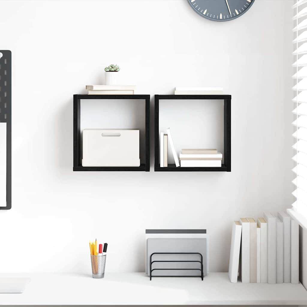 Scaffali da parete Rovere Nero Legno multistrato