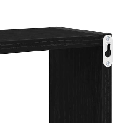 Scaffali da parete 4 pcs Rovere Nero Legno multistrato | homemem39