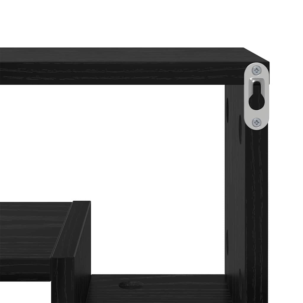 Scaffale da parete con lo scaffale Rovere nero 82 x 15 x 51 cm | homemem39