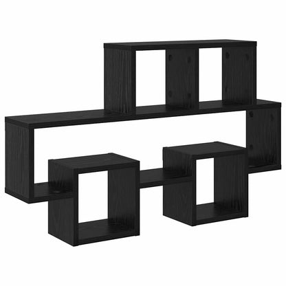 Scaffale da parete con lo scaffale Rovere nero 82 x 15 x 51 cm | homemem39