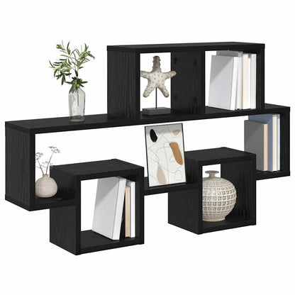 Scaffale da parete con lo scaffale Rovere nero 82 x 15 x 51 cm | homemem39