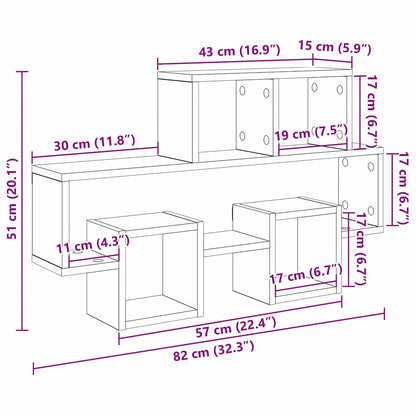 Scaffale da parete con lo scaffale Rovere nero 82 x 15 x 51 cm | homemem39
