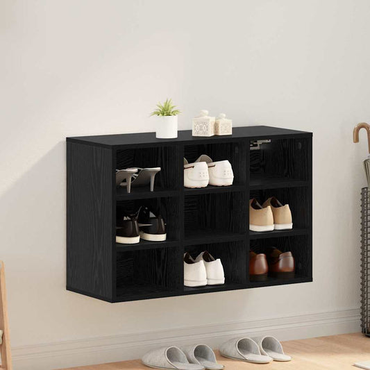 Mobile per scarpe con lo scaffale Rovere Nero 77,5 x 30 x 51 cm