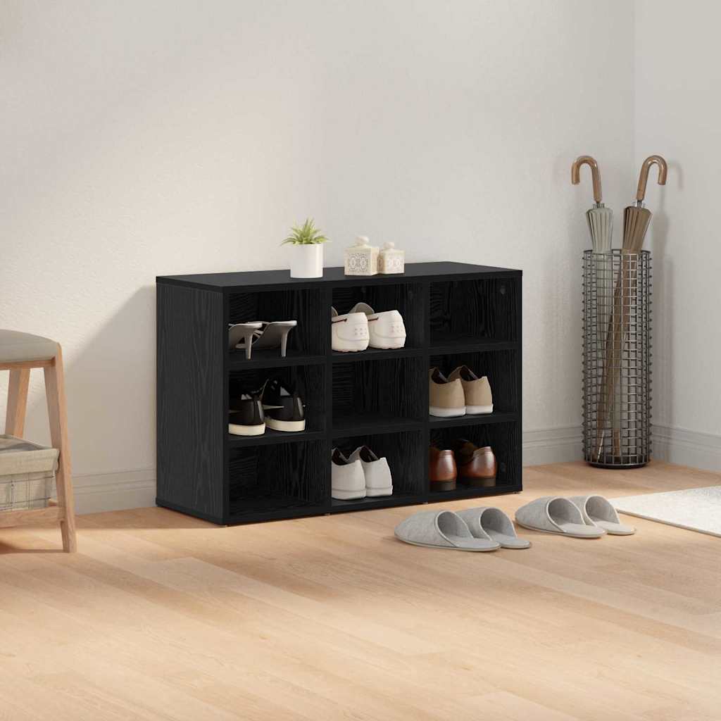 Mobile per scarpe con lo scaffale Rovere Nero 77,5 x 30 x 51 cm