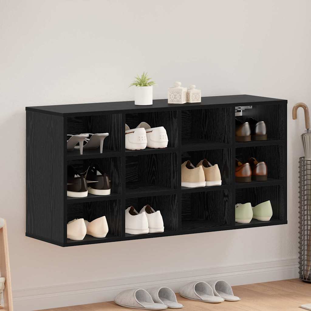 Mobile per scarpe con lo scaffale Rovere Nero 103 x 30 x 51 cm