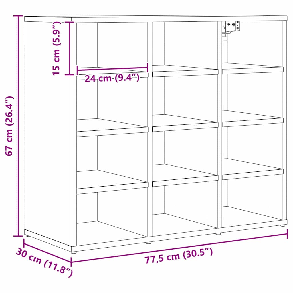 Mobile per scarpe Rovere artigianale 77,5 x 30 x 67 cm