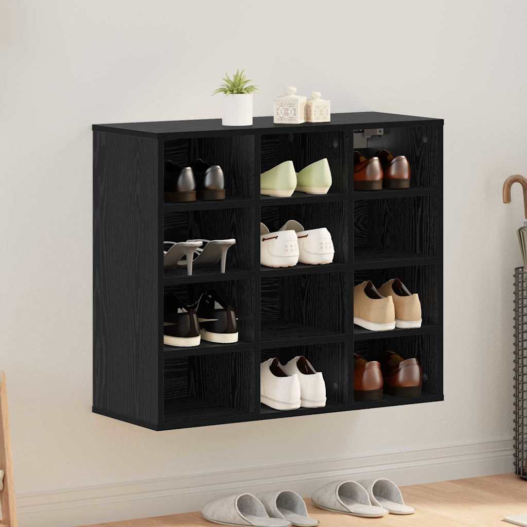 Mobile per scarpe con lo scaffale Rovere Nero 77,5 x 30 x 67 cm