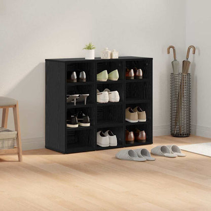 Mobile per scarpe con lo scaffale Rovere Nero 77,5 x 30 x 67 cm