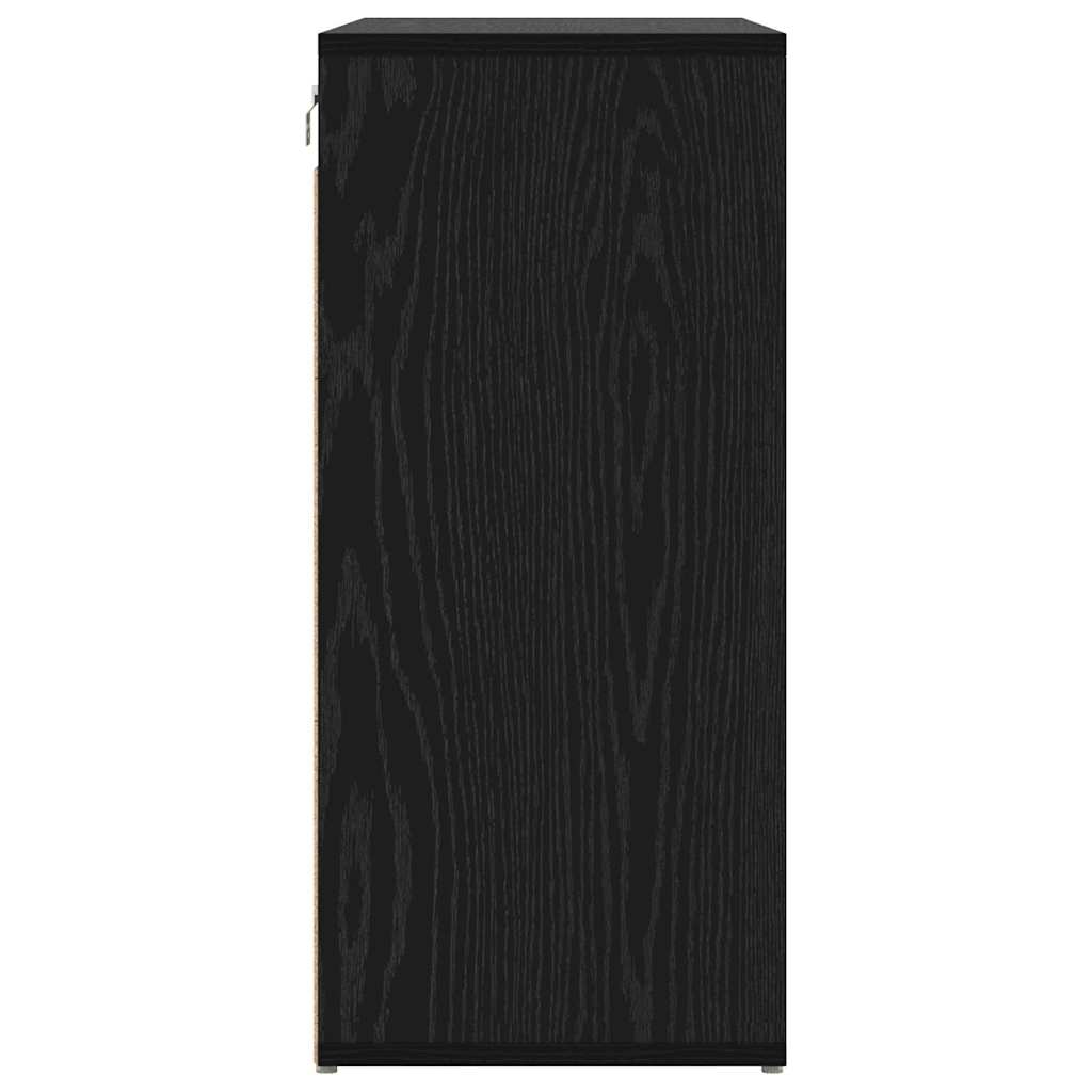 Mobile per scarpe con lo scaffale Rovere Nero 77,5 x 30 x 67 cm