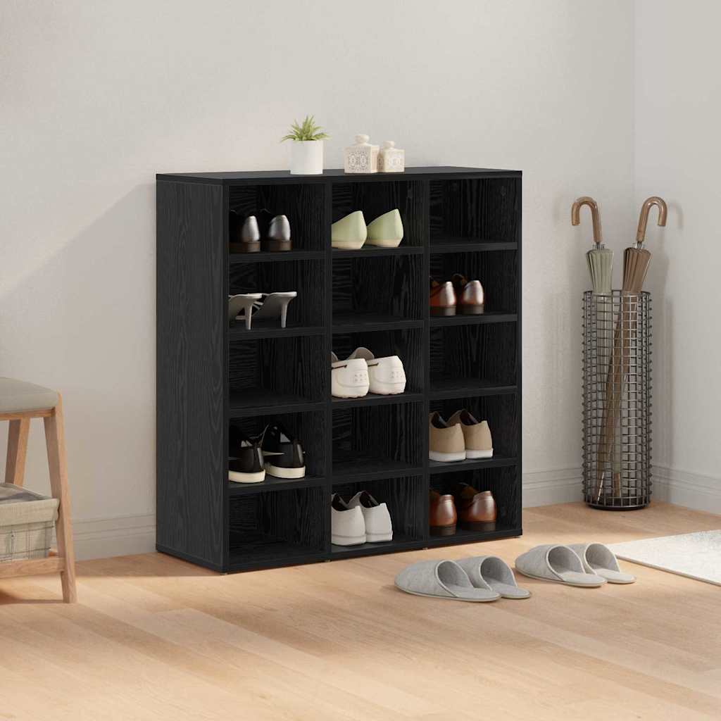 Mobile per scarpe Rovere Nero 77,5 x 30 x 83,5 cm