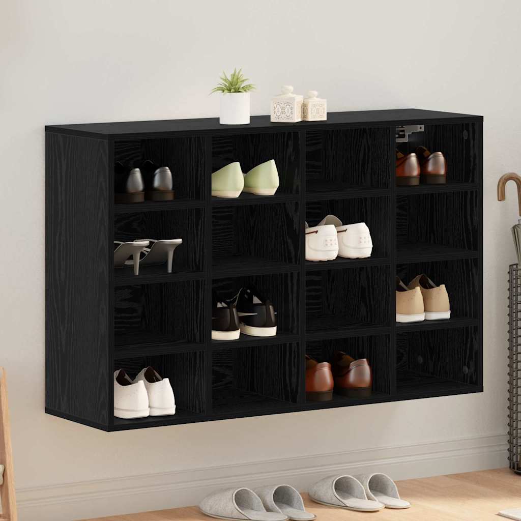 Mobile per scarpe con lo scaffale Rovere Nero 103 x 30 x 67 cm