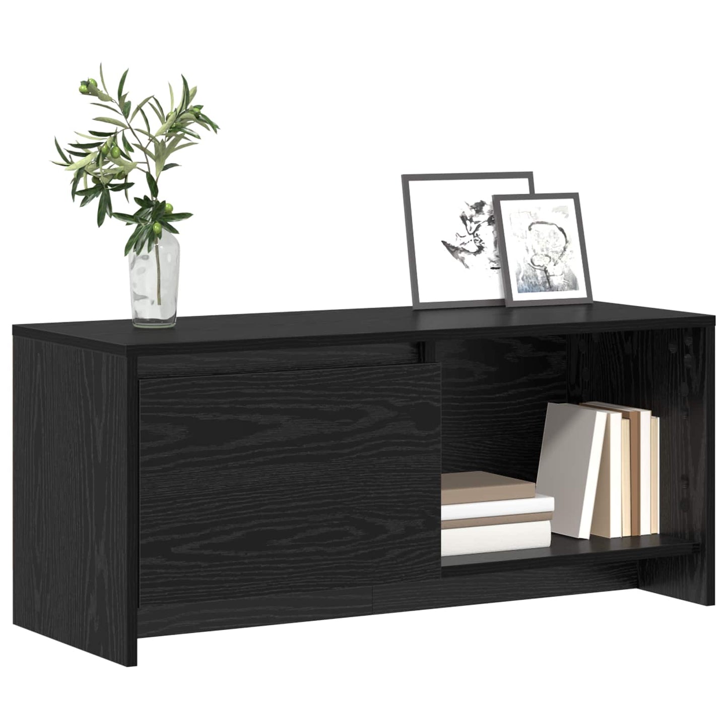 Set mobile TV Rovere Nero 90 x 35 x 40 cm Legno multistrato