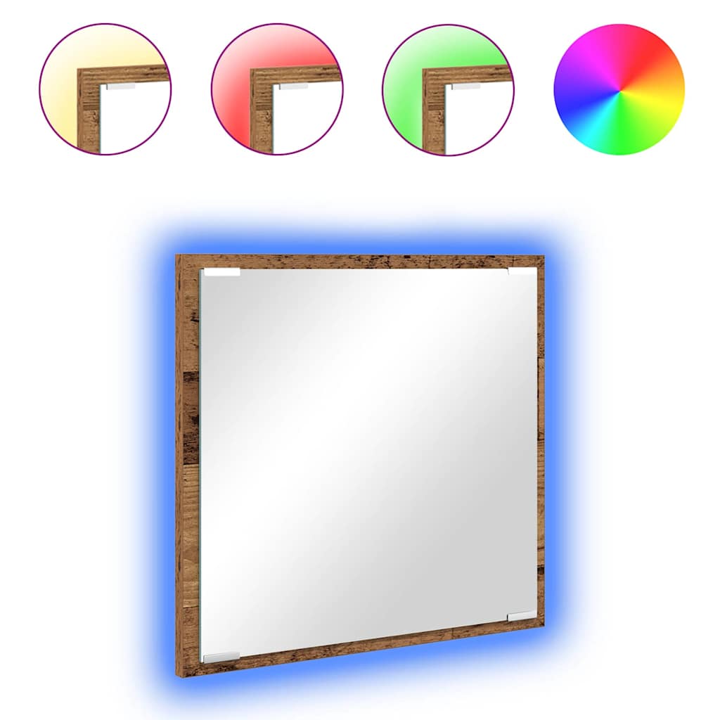 Specchio da bagno LED Legno vecchio 40 x 37 x 8.5 cm | homemem39