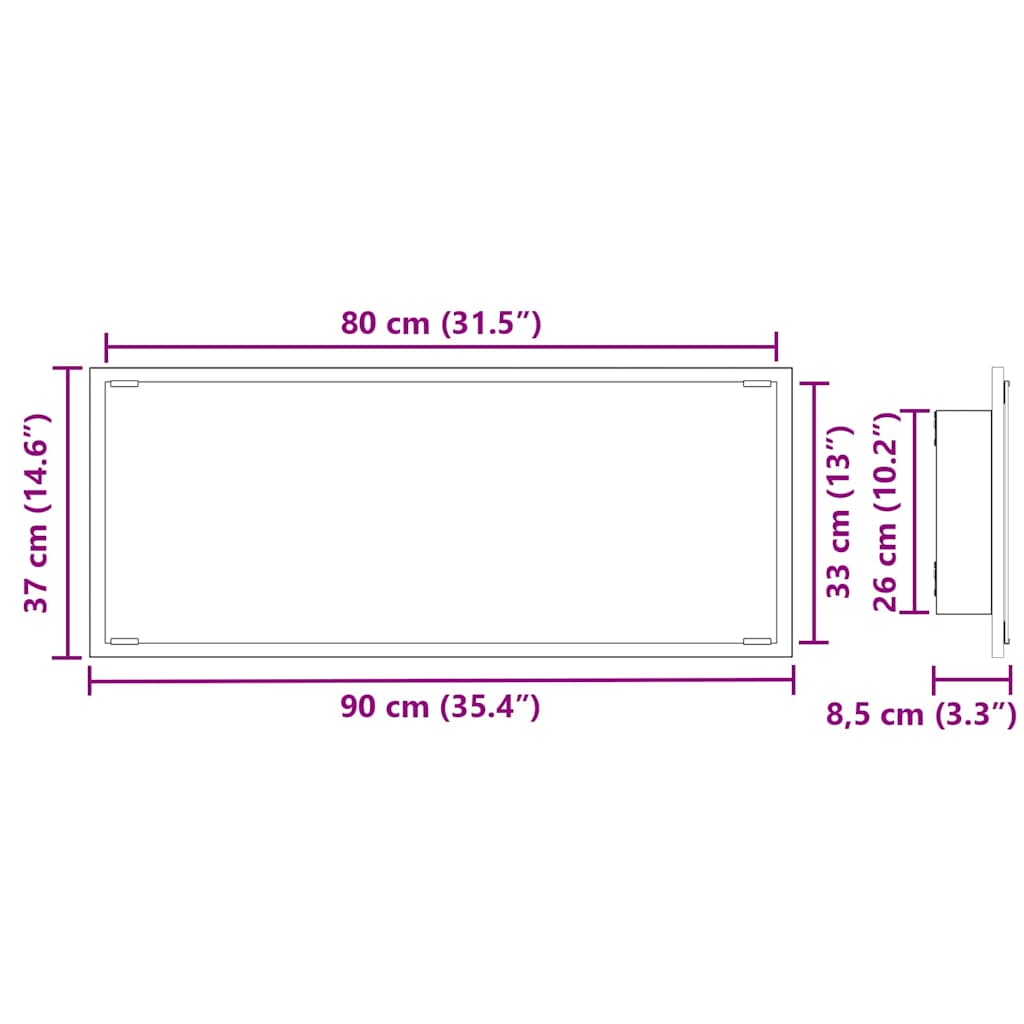Specchio Legno vecchio 90 x 8,5 x 37 cm Legno ingegnerizzato | homemem39