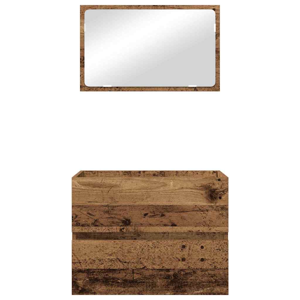 Set di mobili per il bagno con cassetto 2 pcs Legno vecchio