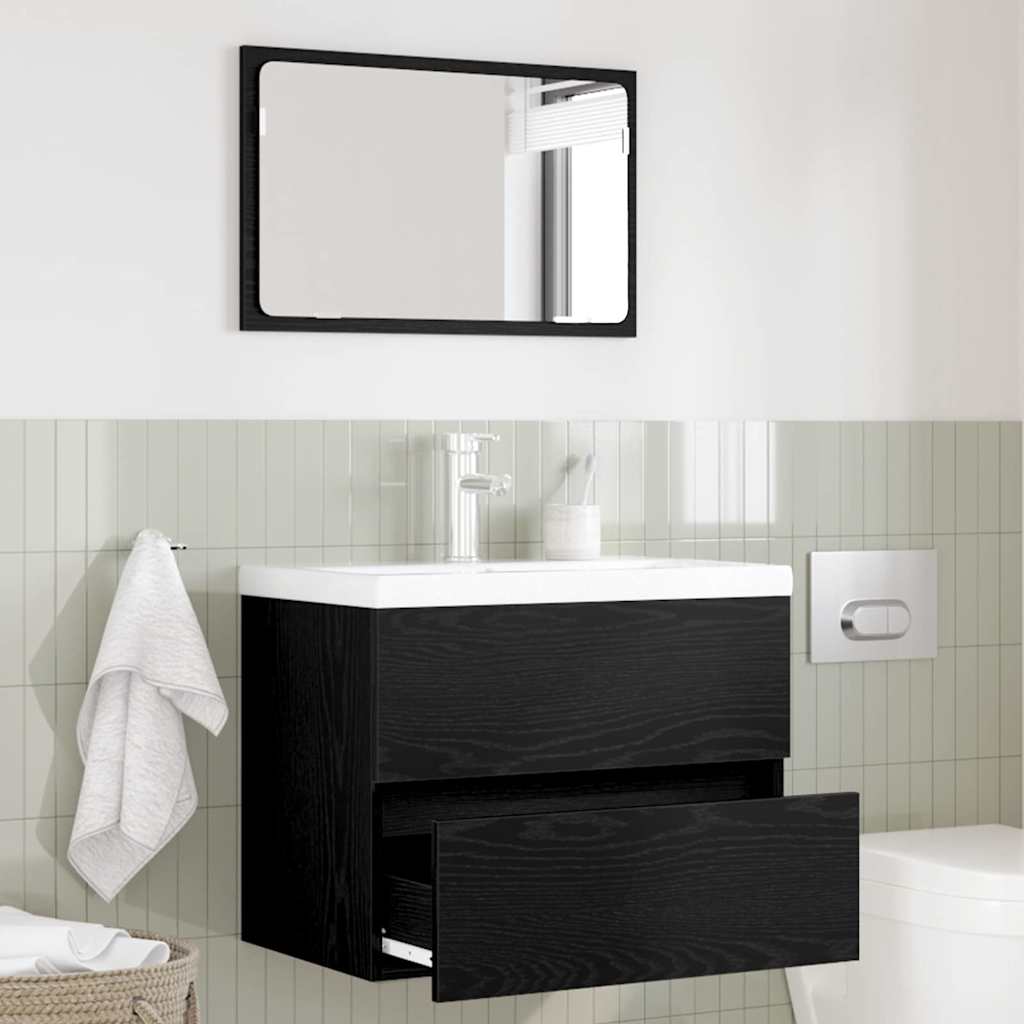 Set di mobili per il bagno con cassetto 2 pcs Rovere Nero