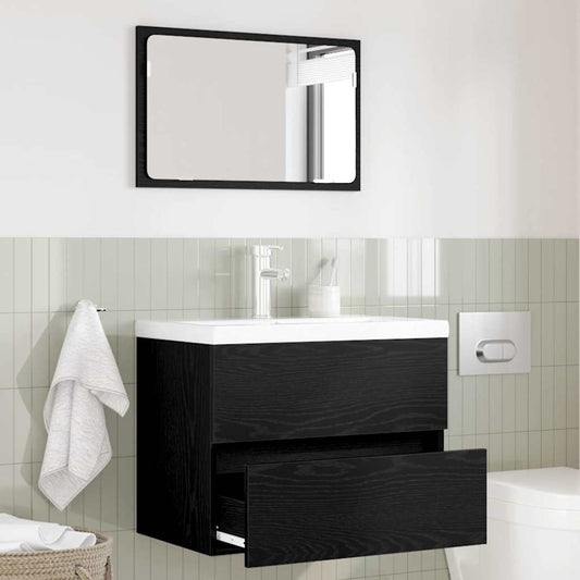 Set di mobili per il bagno con cassetto 2 pcs Rovere Nero | homemem39